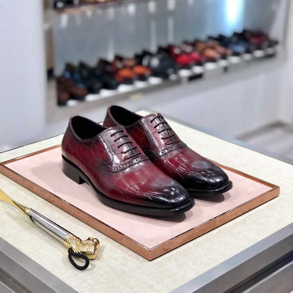 Berluti Wine Red Leather Shoes Men  Leather Vintage Retro Fashion Wedding Office Brand Luxury Party Casual Shoe